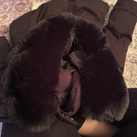 Elegant Dark Brown Hooded Puffer Coat - Picture 5 of 5